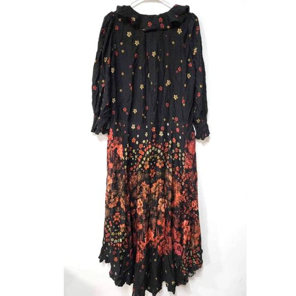 New Free People Talsey Floral Maxi Dress $198 X-SMALL Black Combo Long Sleeve - Picture 6 of 7